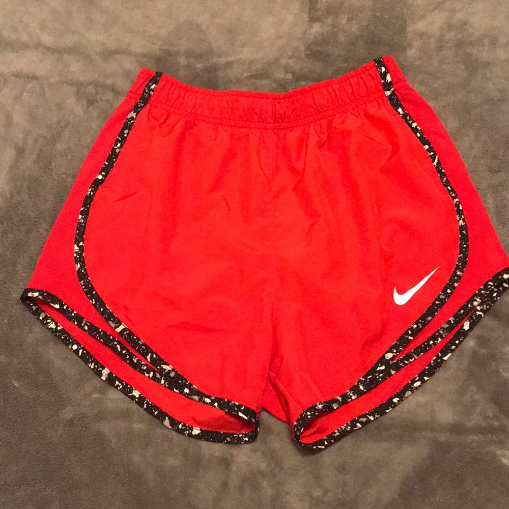 red speckled nike athletic shorts